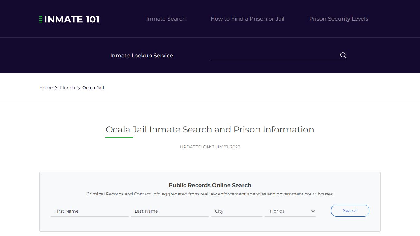 Ocala Jail Inmate Search and Prison Information