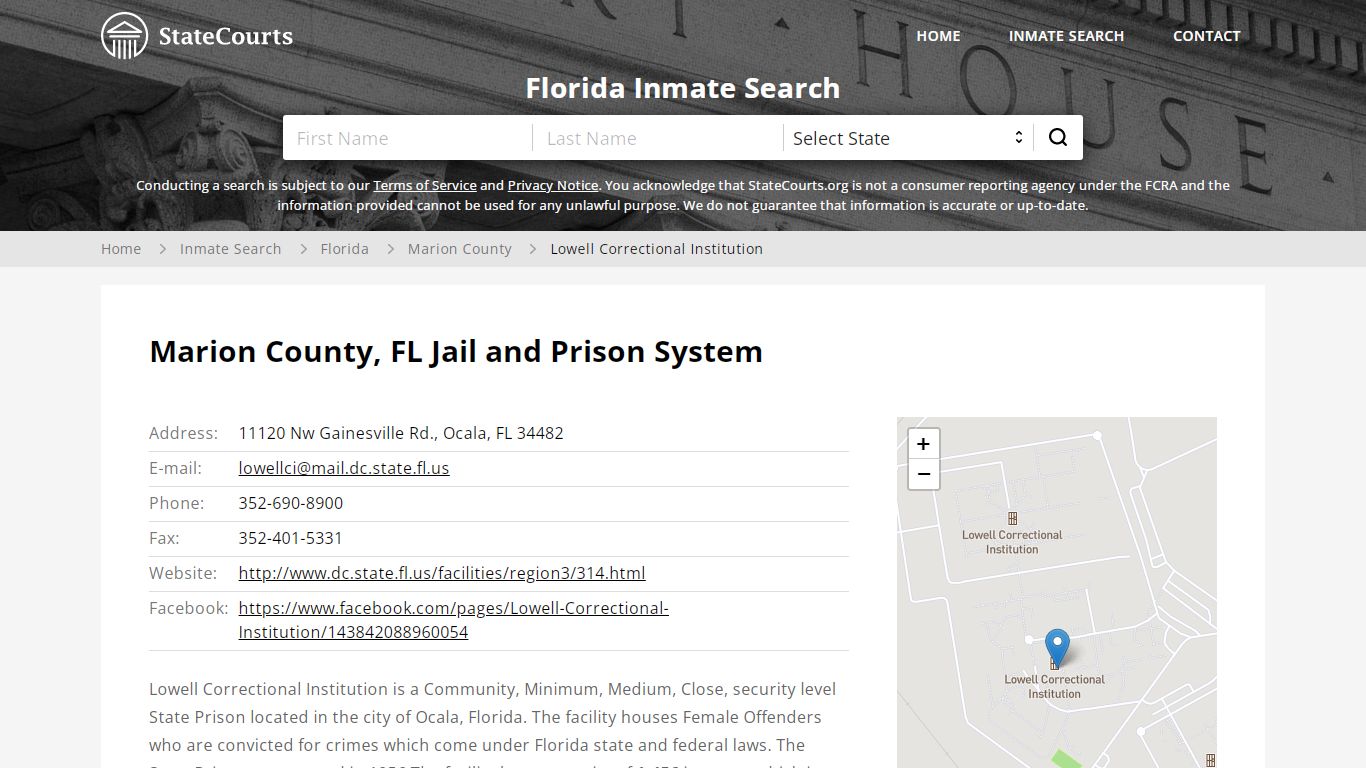 Lowell Correctional Institution Inmate Records Search, Florida ...